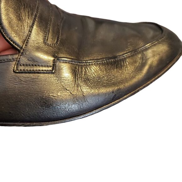 Bally Elite Black Soft Leather Apron Toe Penny Loafers 12 Narrow - Picture 5 of 8